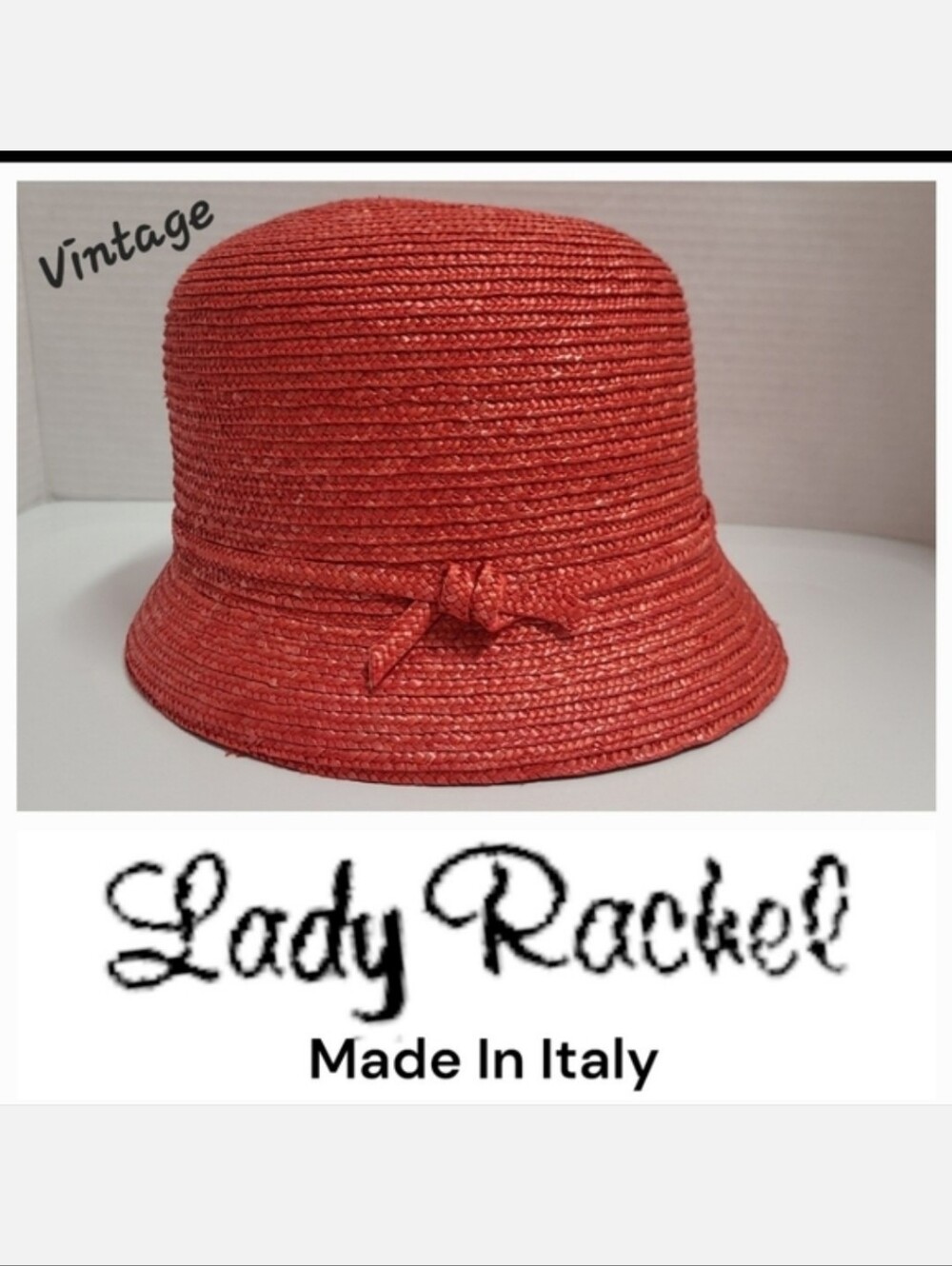 Lady Rachel Vintage Cloche Hat Terracotta Red Straw Made in Italy BohoChic